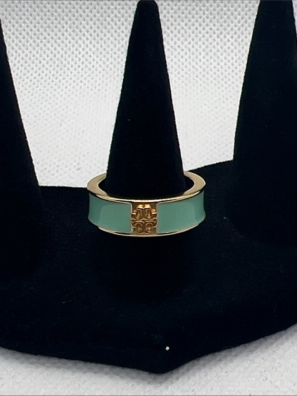 Tory Burch Gold-Tone Turquoise Enamel Wide Band Ring